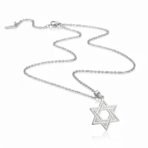 שרשרת מגן דוד דאבל צבע כסף